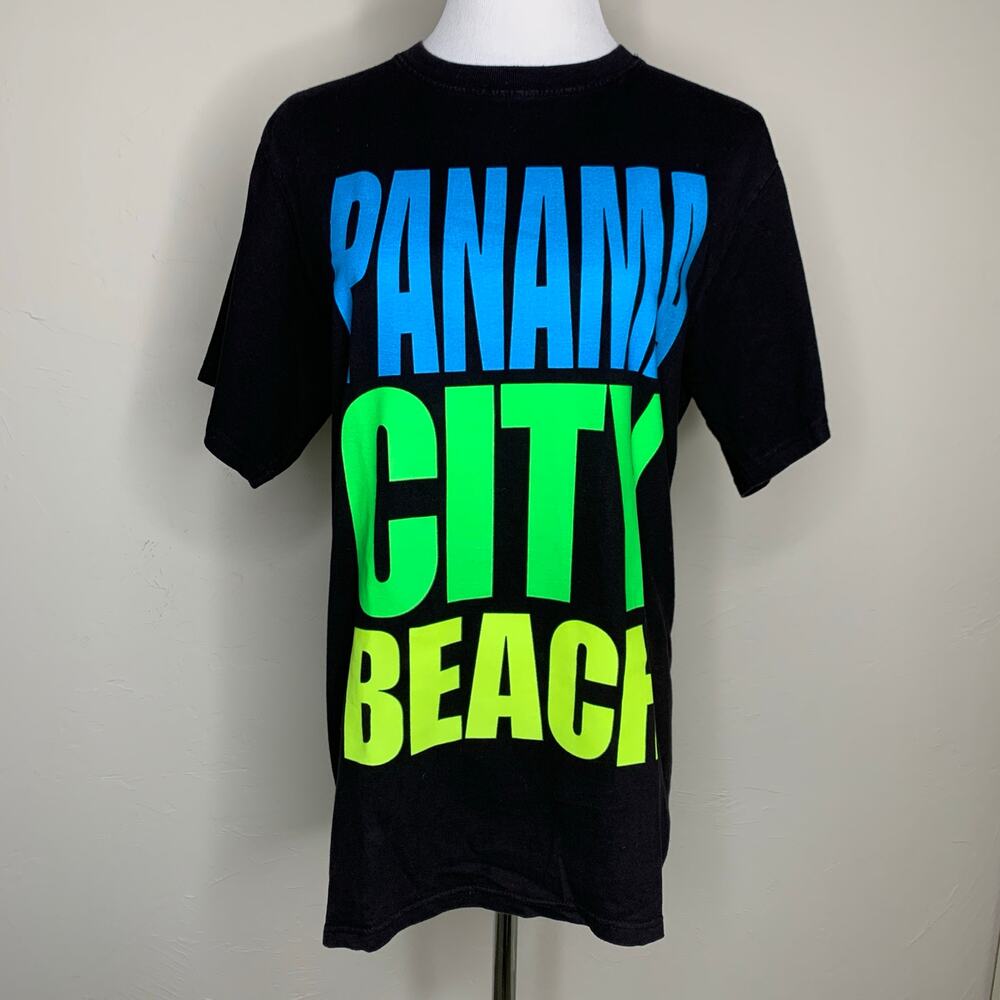 Panama City Beach Black Neon Spring Break T Shirt Sz Medium